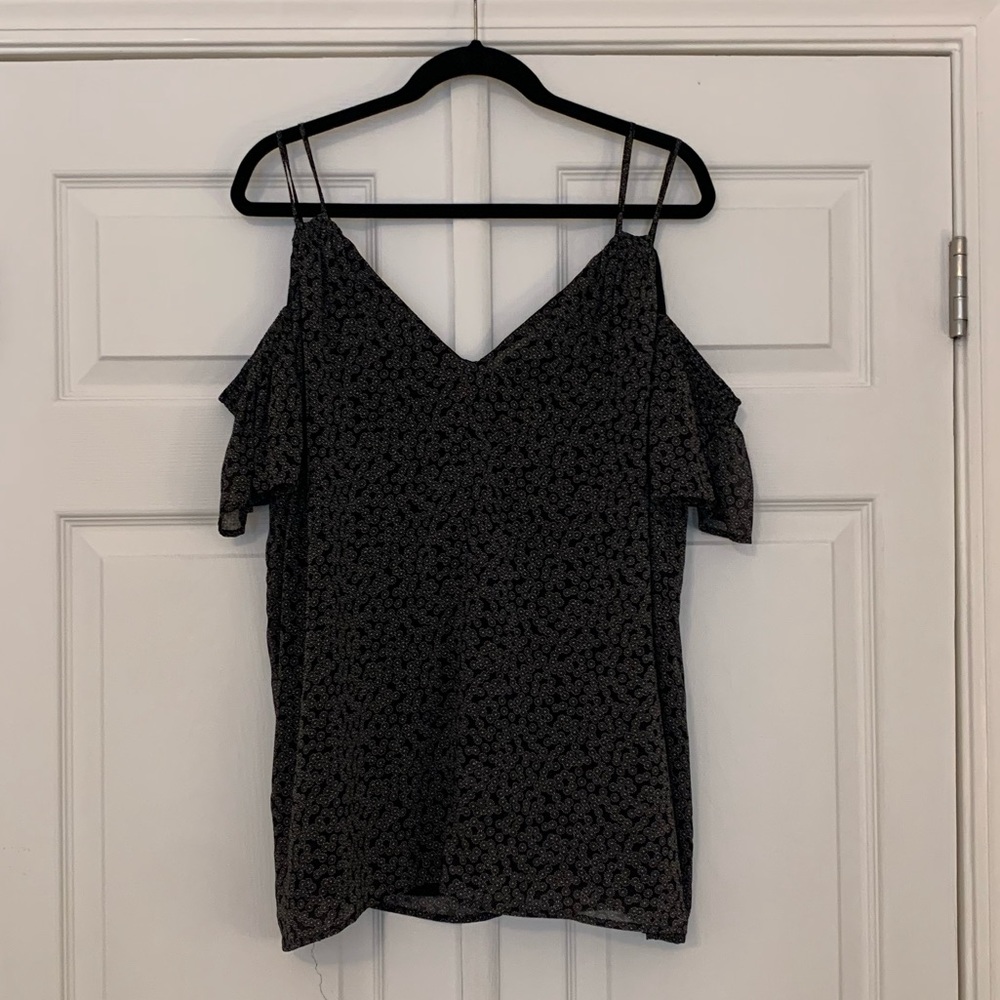 LOFT Black Off the Shoulder Spaghetti Strap Top- Large